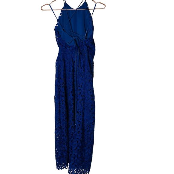 SLATE & WILLOW Cobalt Blue Lace Sleeveless Partially Lined Midi Dress Size 4 - Picture 5 of 12